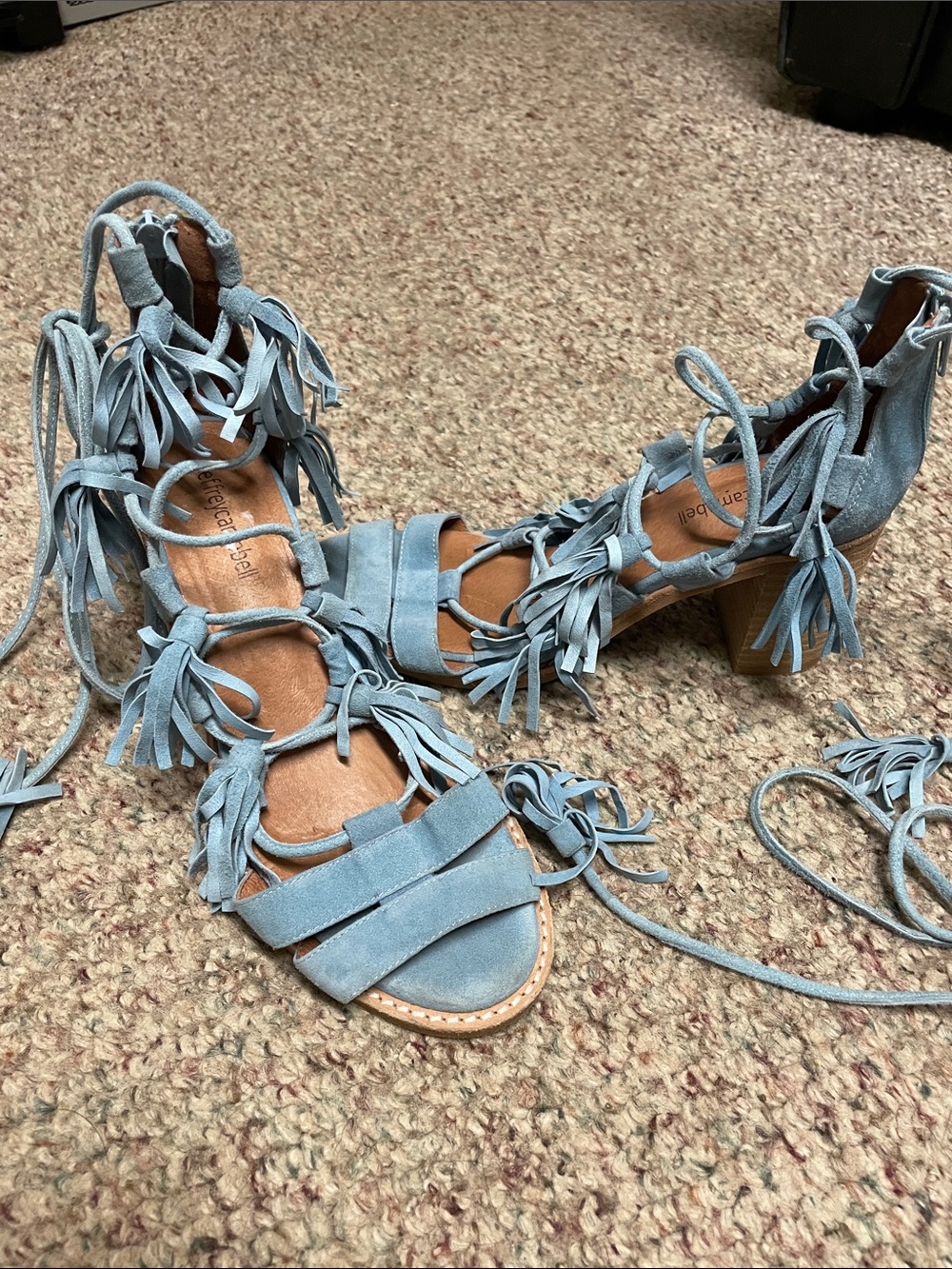 Jeffery Campbell tassel accented heeled gladiator type sandals - new